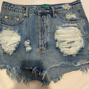 Signature Eight Denim Frayed Ripped Skirt